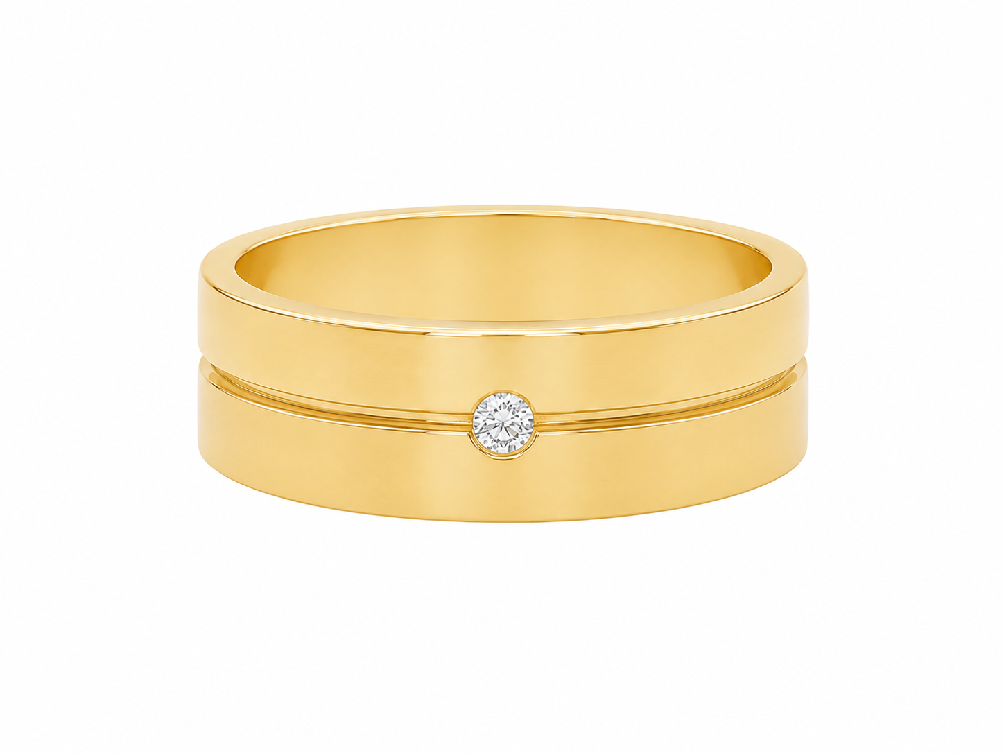 EURO Wedding Band Flat Canal Diamond 5.00 mm
