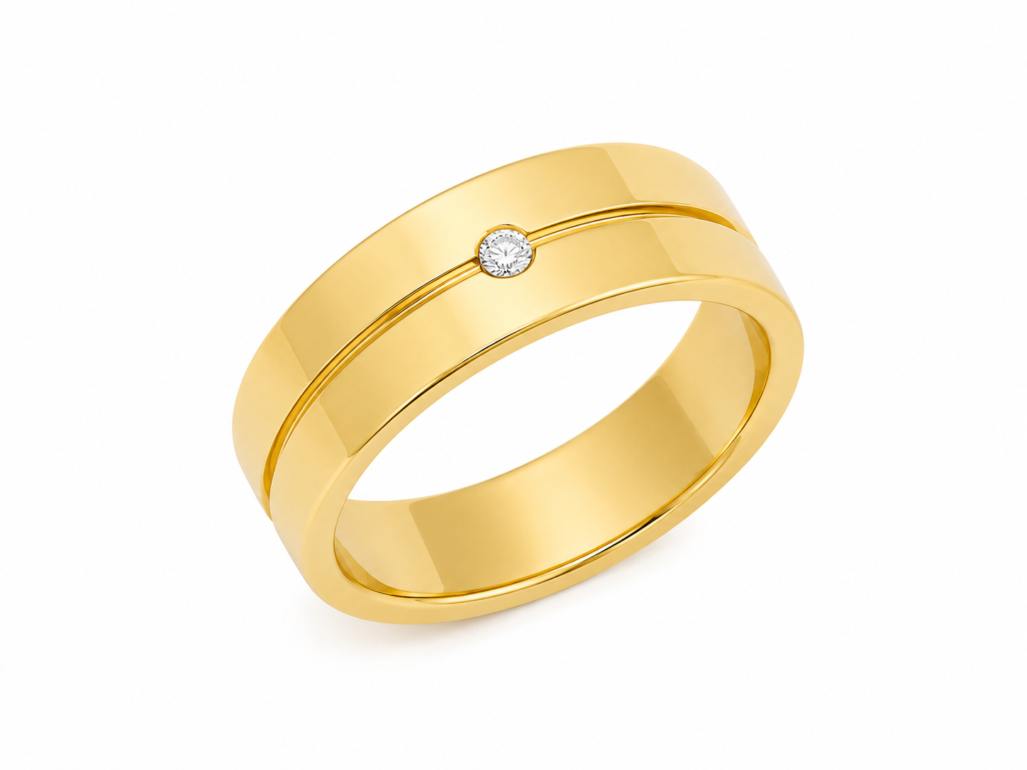 EURO Wedding Band Flat Canal Diamond 5.00 mm - Image 2